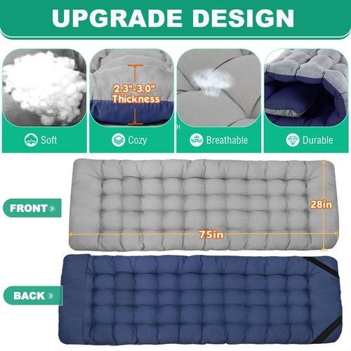 LILYPELLE Oversized XXL Folding Camping Cot, 78" L x 32" W x 18" H Heavy Duty Sleeping Cots with Carry Bag, Double Layer Oxford Portable Travel Camp Cots for Home, Office Nap and Outdoor Beach