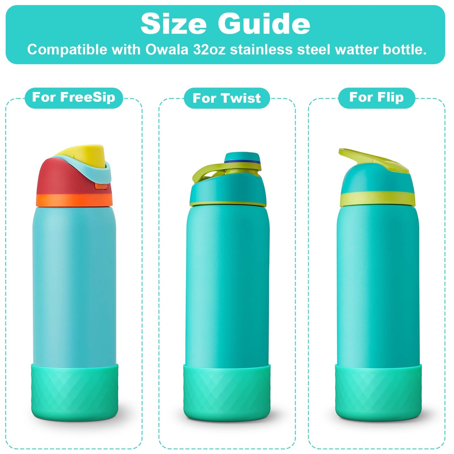 YOUCOX Silicone Boot for Owala Water Bottle 32 oz, Anti-Slip Protective Sleeve for FreeSip/Twist/Flip Stainless Steel Water Bottles, Bottom Cover for Owala Accessories, BPA Free, Dishwasher Safe