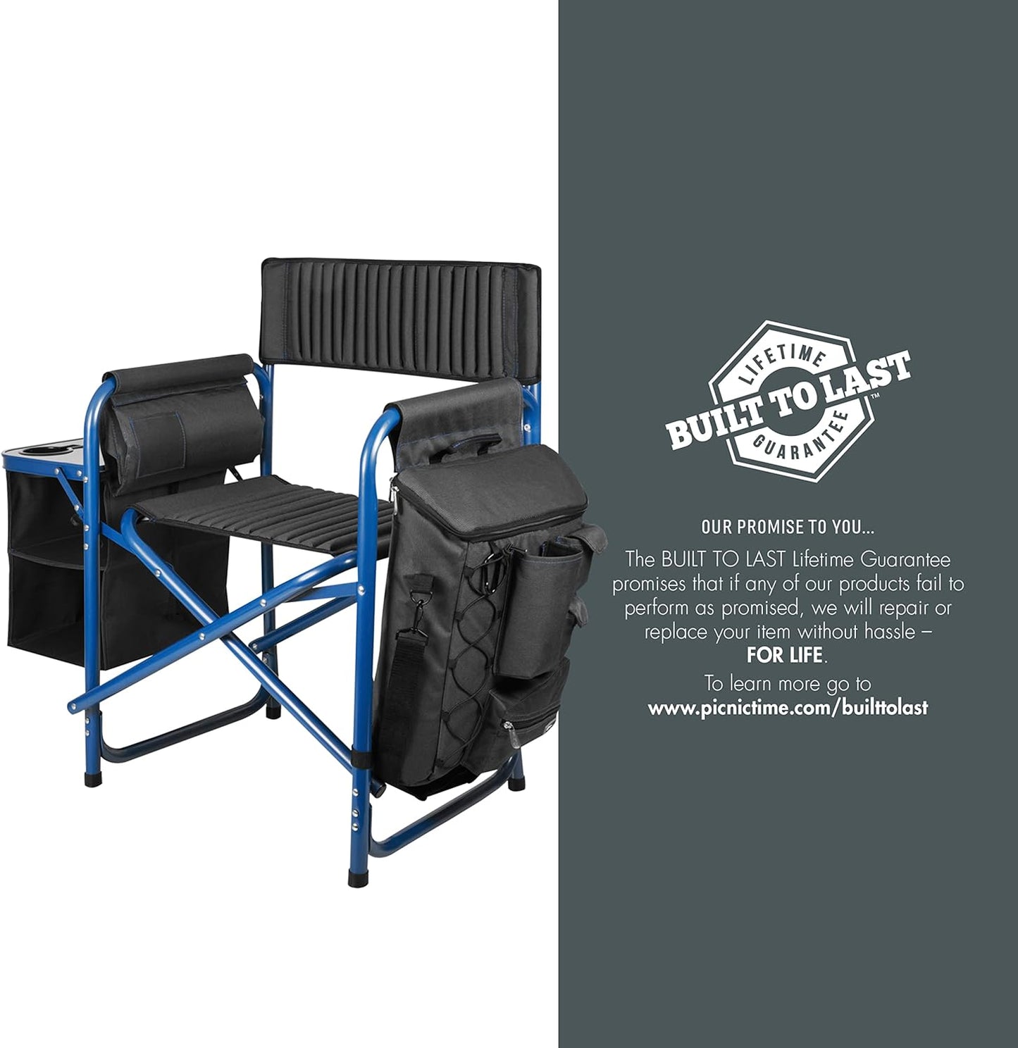 PICNIC TIME NCAA Oklahoma State Cowboys Fusion Camping Chair with Side Table and Soft Cooler - Beach Chair for Adults - Lawn Chair