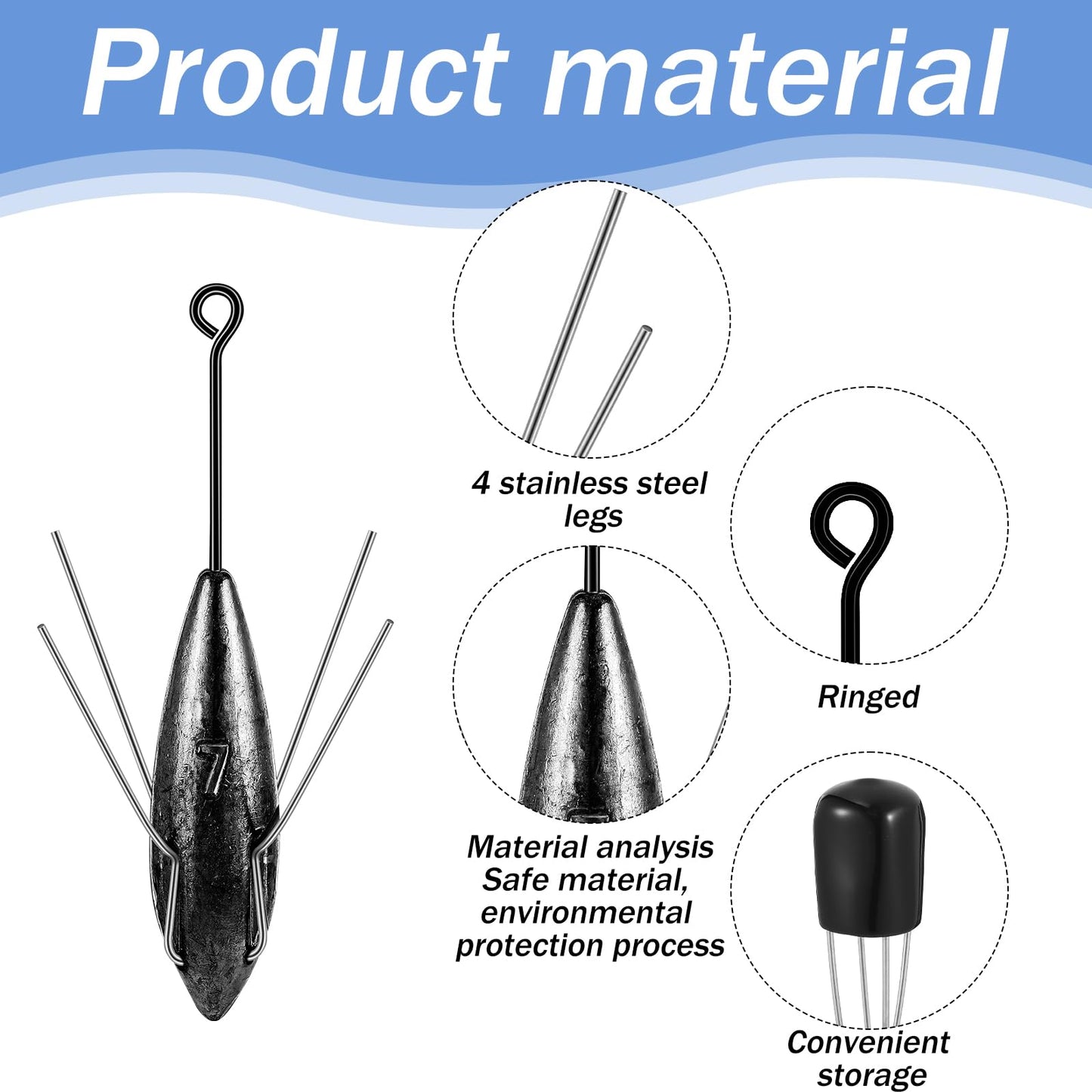 Therwen 5 Pcs Sputnik Sinker Surf Fishing Weights Saltwater Fishing Equipment Long Tail Surfing Casting Spider Sinkers for Catfish Saltwater Beach Sand Ocean