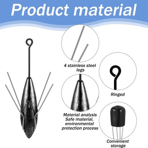 Therwen 5 Pcs Sputnik Sinker Surf Fishing Weights Saltwater Fishing Equipment Long Tail Surfing Casting Spider Sinkers for Catfish Saltwater Beach Sand Ocean