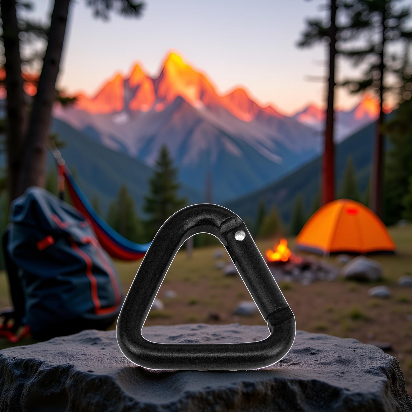 Carabiner Clip Auto Locking Storage Corrosion-Resistant Wear-Resistant Hiking Triangle Carabiner Buckle Compatible with Outdoor for Camping, Hiking, Hammocks, Dog Leash, D Shaped Small for Keychains