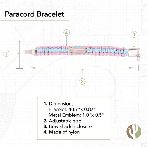 Desert Cactus Transgender Flag Paracord Bracelet - Adjustable Size (Paracord)