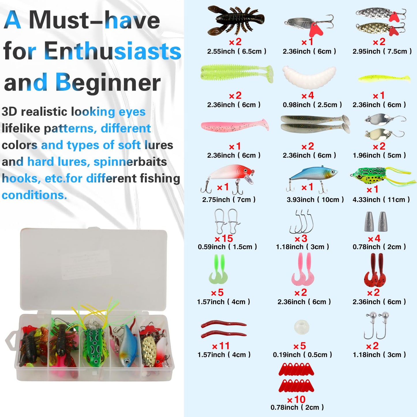 113Pcs Fishing Tool Kit, Fishing Bag, Fishing Pliers Hook Remover, Fish Lip Gripper, Fishing Lures Hook Tackle Box, Handheld Digital Scale, Ice Fly Fishing Gear Accessories Set Fishermen Gift (Camo)