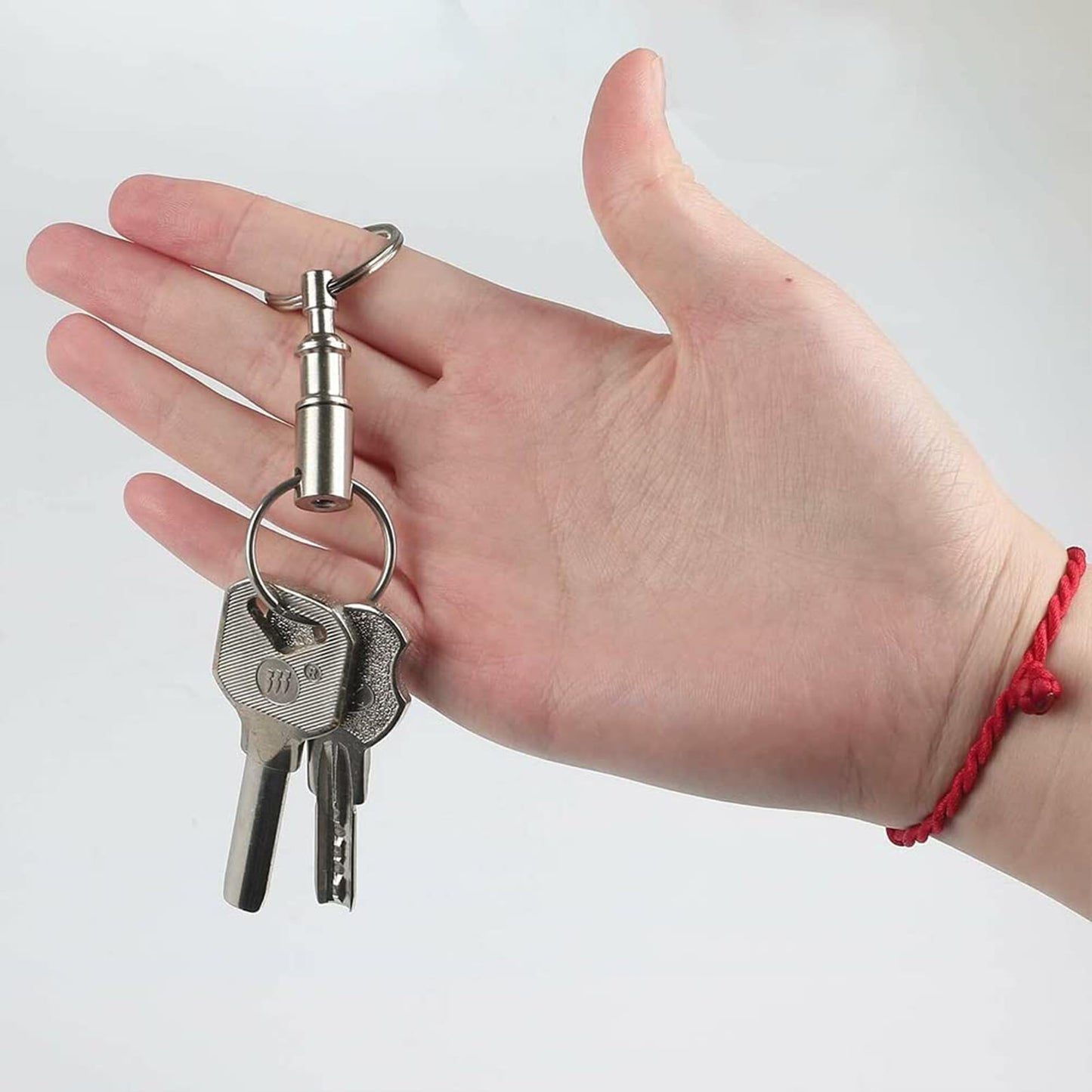 Quick Release Detachable Pull Apart Keychain Key Rings Clip Double Spring Split Snap Seperate Lock Holder Silver (4PCS)