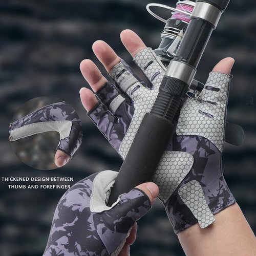 CHSMONB Fishing Gloves UPF50+ Sun Gloves, UV Protection Fingerless Gloves Men Women for Fishing, Kayaking, Rowing, Paddling, Canoeing, Hunting (GL)