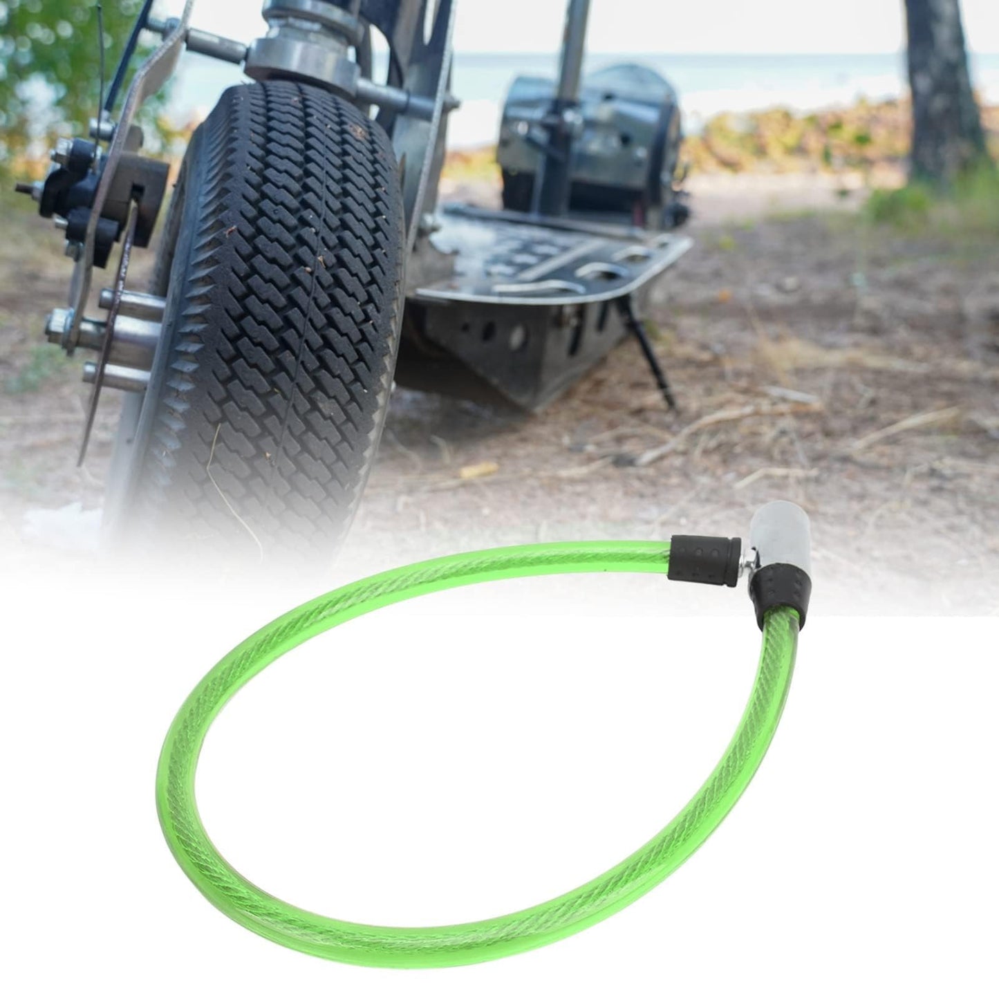 2ft Bike Lock Cable, Steel Wire Lock Cable Wide Application Easy Lock Operation Cable Lock Bicycle Mounting Bracket for Bike Motorcycle Gate Straight Cable Locks with Keys Security Anti-theft(green)