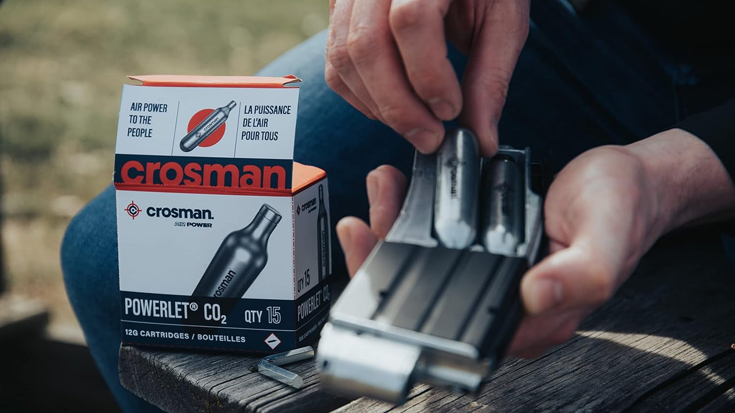 Crosman 12-Gram CO2 Powerlet Cartridges For Use With Air Rifles And Air Pistols