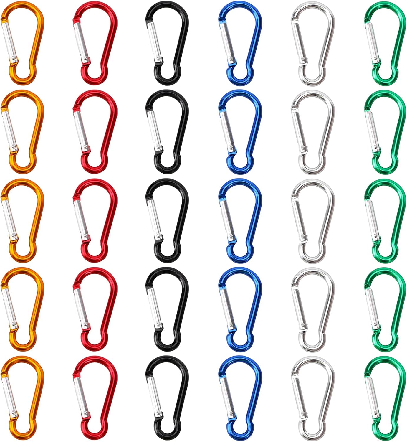 30pcs Mini Aluminum Carabiner Spring Clip 2" Snap Hook Keychain for Outdoor Camping Hiking Fishing Traveling Backpack Bottle