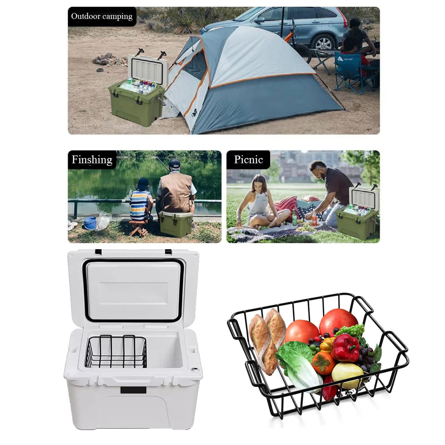 12.5" long Cooler Basket for Yeti Tundra 50&65, lgloo 52QT, Ozark Trail 52QT, Pelican Elite (45 & 70)etc,Stainless Steel Storage Dry-Goods Basket Suitable for coolers with all internal diameters 12.5"