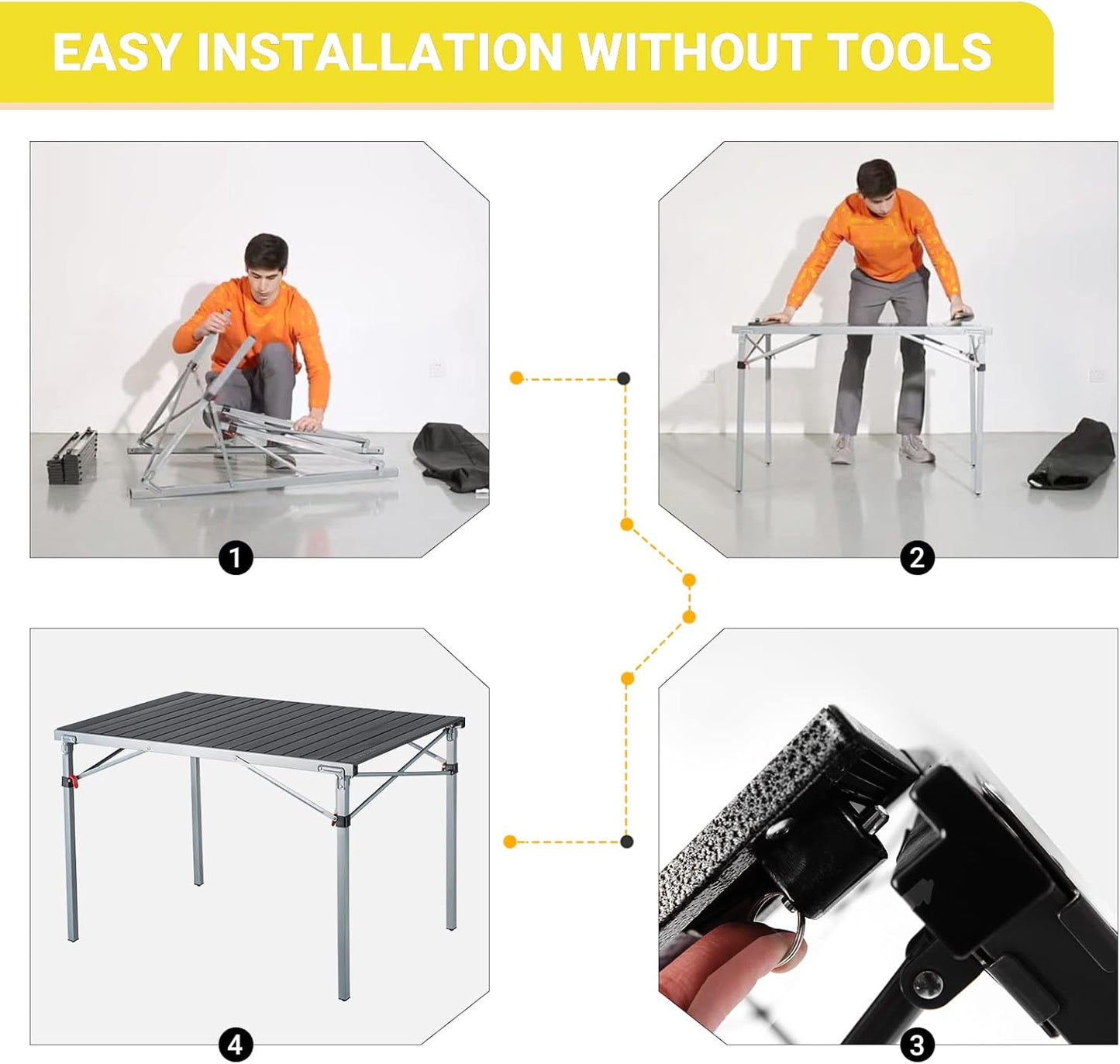 KingCamp Aluminum Folding Camp Table - Lightweight, Portable, Roll Up for Outdoor Camping, Picnic, Barbecue