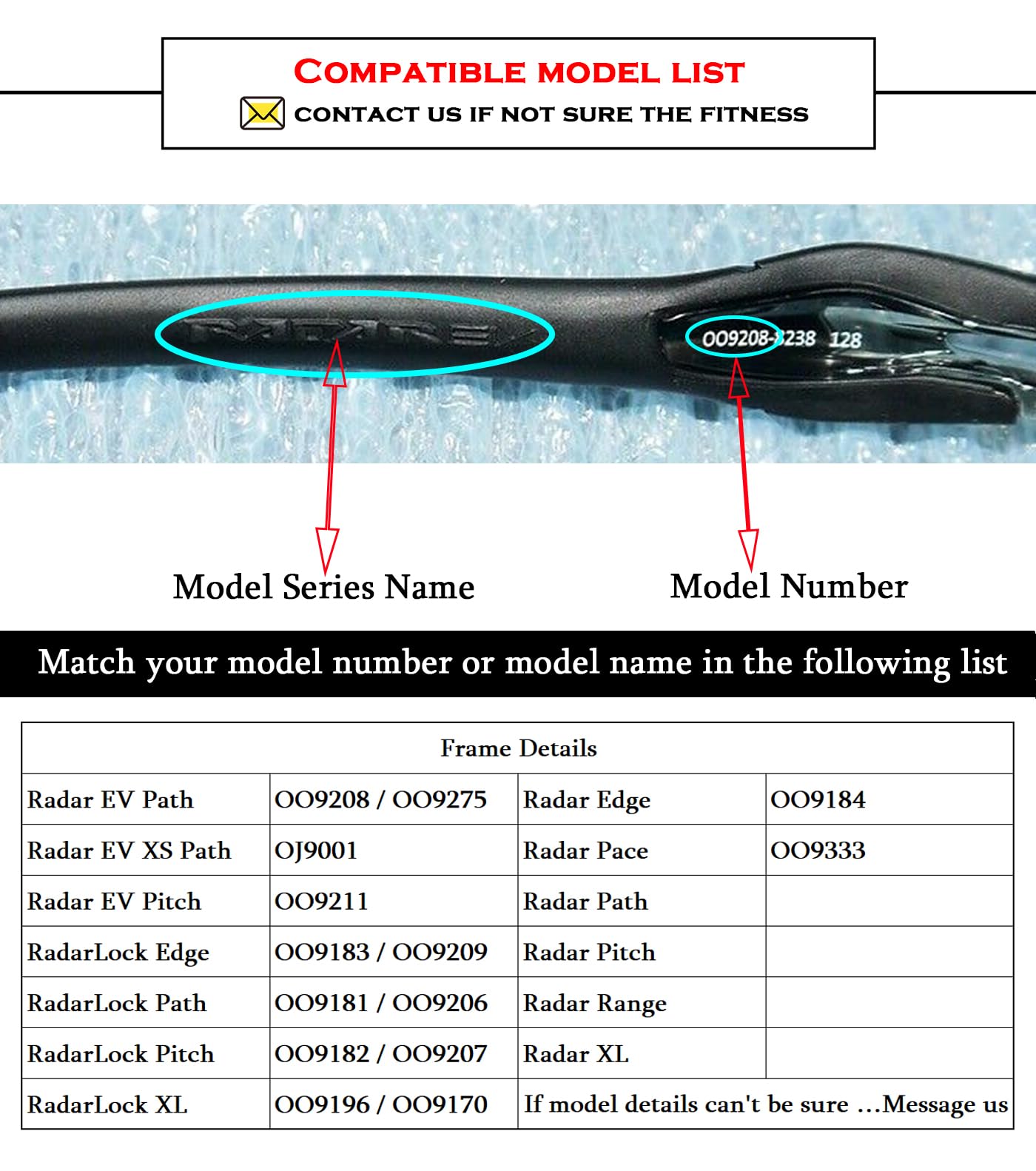 2 Pcs Replacement Nose Piece Nose Pads for Oakley Radar EV Path/Radar Path/RadarLock Path/Radar Pace OJ9001 OO9182 OO9183 OO9184 OO9208 OO9211 OO9333 Sunglasses Frame, Black Standard Fit