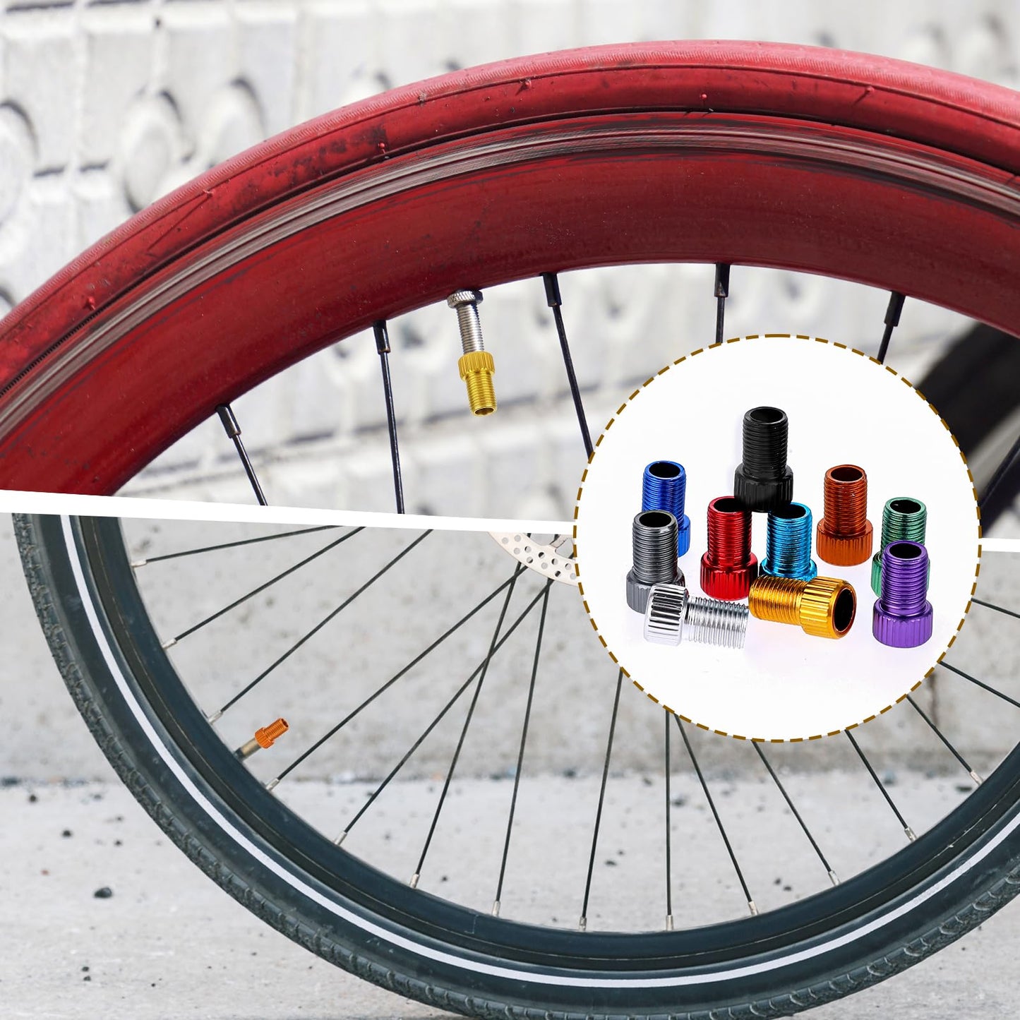 Aluminum Convert Presta to Schrader Converter, 20 Pieces Presta Valve Adapter Colorful Pump Valve Adapter Bike Valve Adapter Standard Bicycle Tube Pump or Air Compressor Tools for Bicycle Bikes Tires