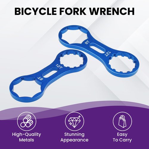 SATUY 2Pcs Bicycle Fork Cap Wrench, Aluminium Alloy Bike Front Fork Repair Tool, Suspension Forks Cap Spaner Suitable for XCR/XCM/XCT/RST, Blue