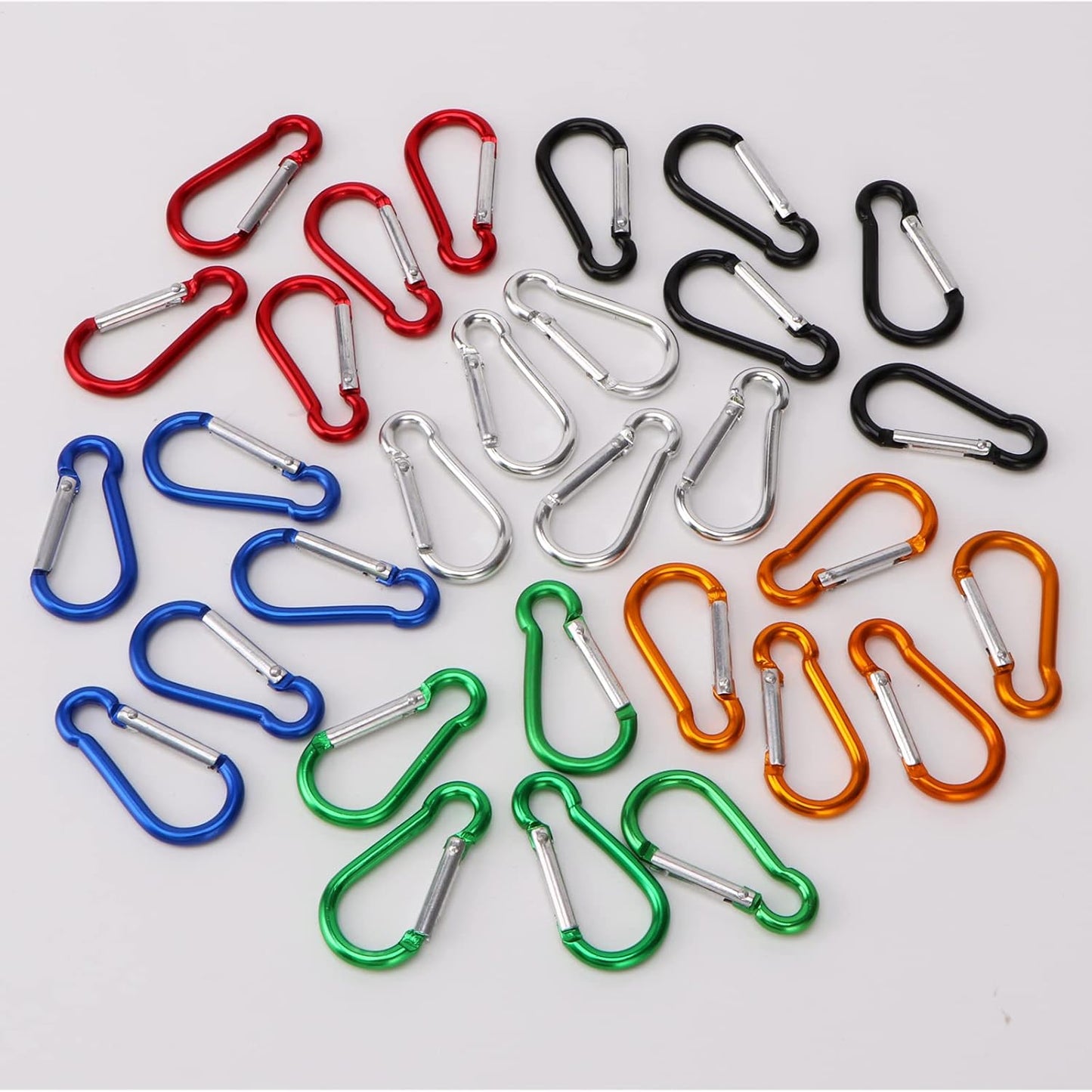 30pcs Mini Aluminum Carabiner Spring Clip 2" Snap Hook Keychain for Outdoor Camping Hiking Fishing Traveling Backpack Bottle