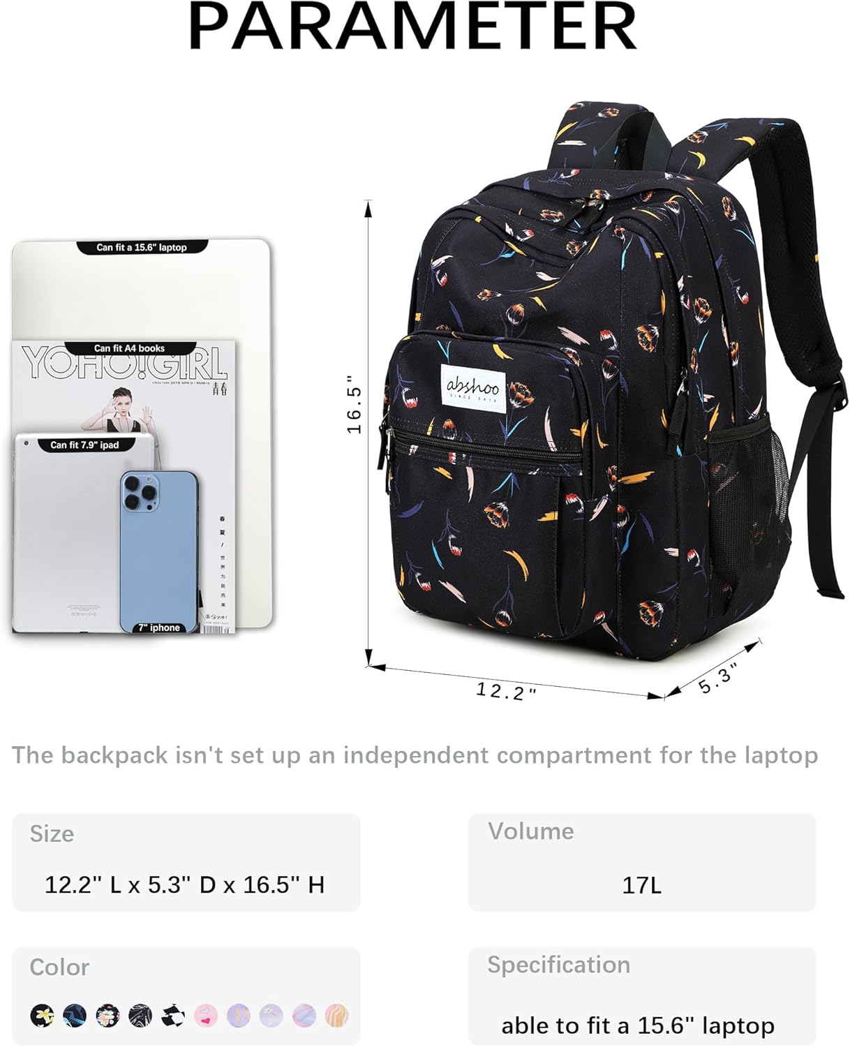 abshoo Classical Basic Travel Backpack For School Water Resistant Bookbag