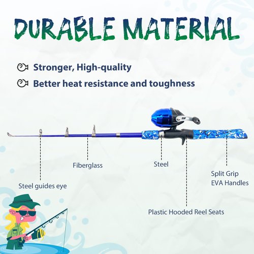 WIDDEN 2 Pack Kids Fishing Pole, Portable Telescopic Kids Fishing Poles Set for Boys and Girls, Fishing Rod and Reel Combo Kit with Tackle Box, and Fishing Net, Best Fishing Pole for Toddler Youth