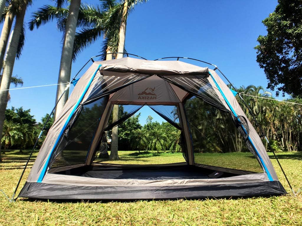 Hasika Screen Camping Tent with Floor 4 Season 8x8ft Large Mesh Room Shelter Canopy for Outdoors Gazebo Outside Poles Excluded