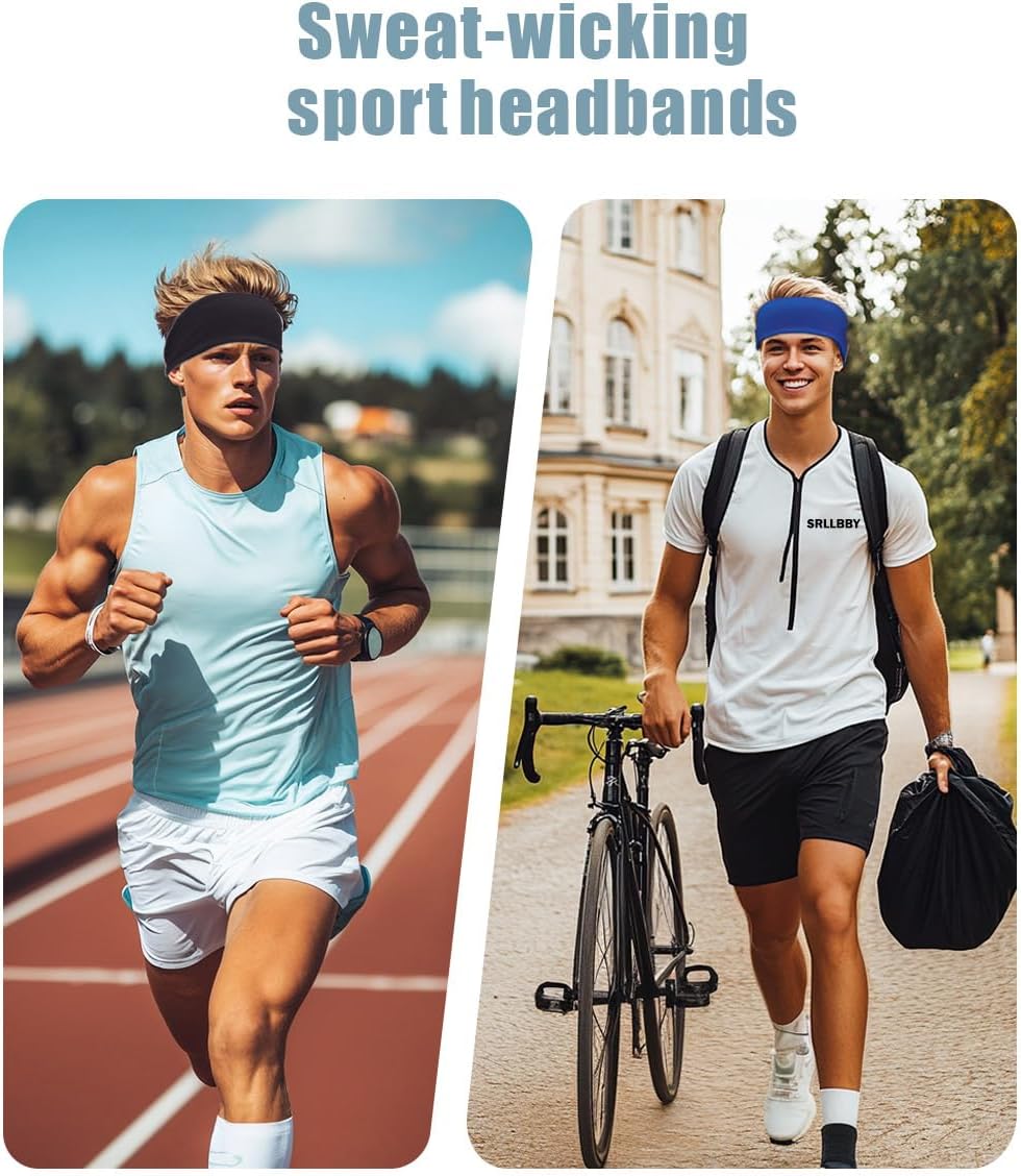 Sport Sweatbands | 4-Pack Summer Workout Headbands for Men & Women – Sweat Wicking