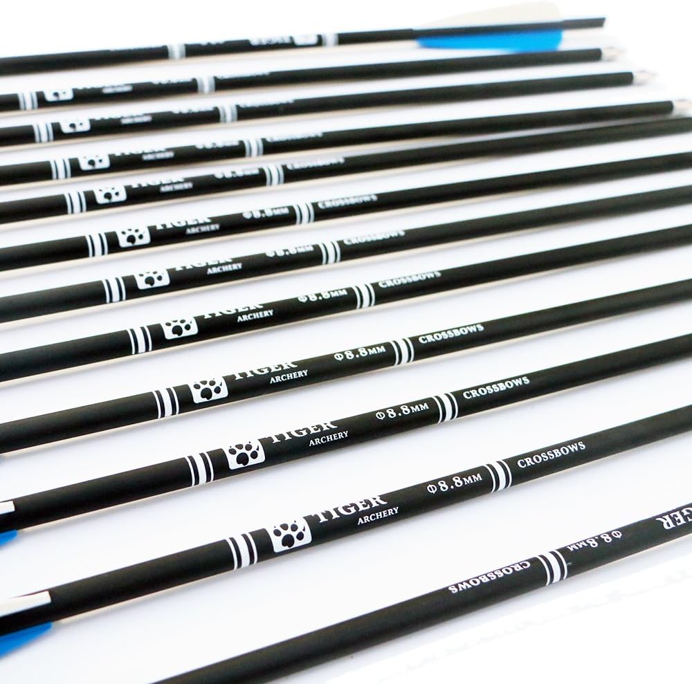 20inch Hunting Archery Carbon Arrow Crossbow Bolts with 4" vanes Feather and Replaced Arrowhead/Tip(Pack of 12) …