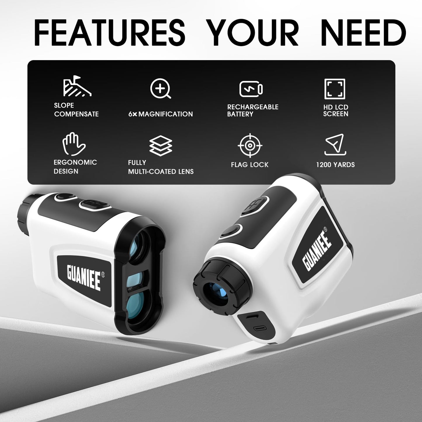 Golf Range Finder with Slope 600/1000YDS, 6X Magnification, 0.5 Yard Accuracy, Rechargeable Laser Range Finder Blue 600Y