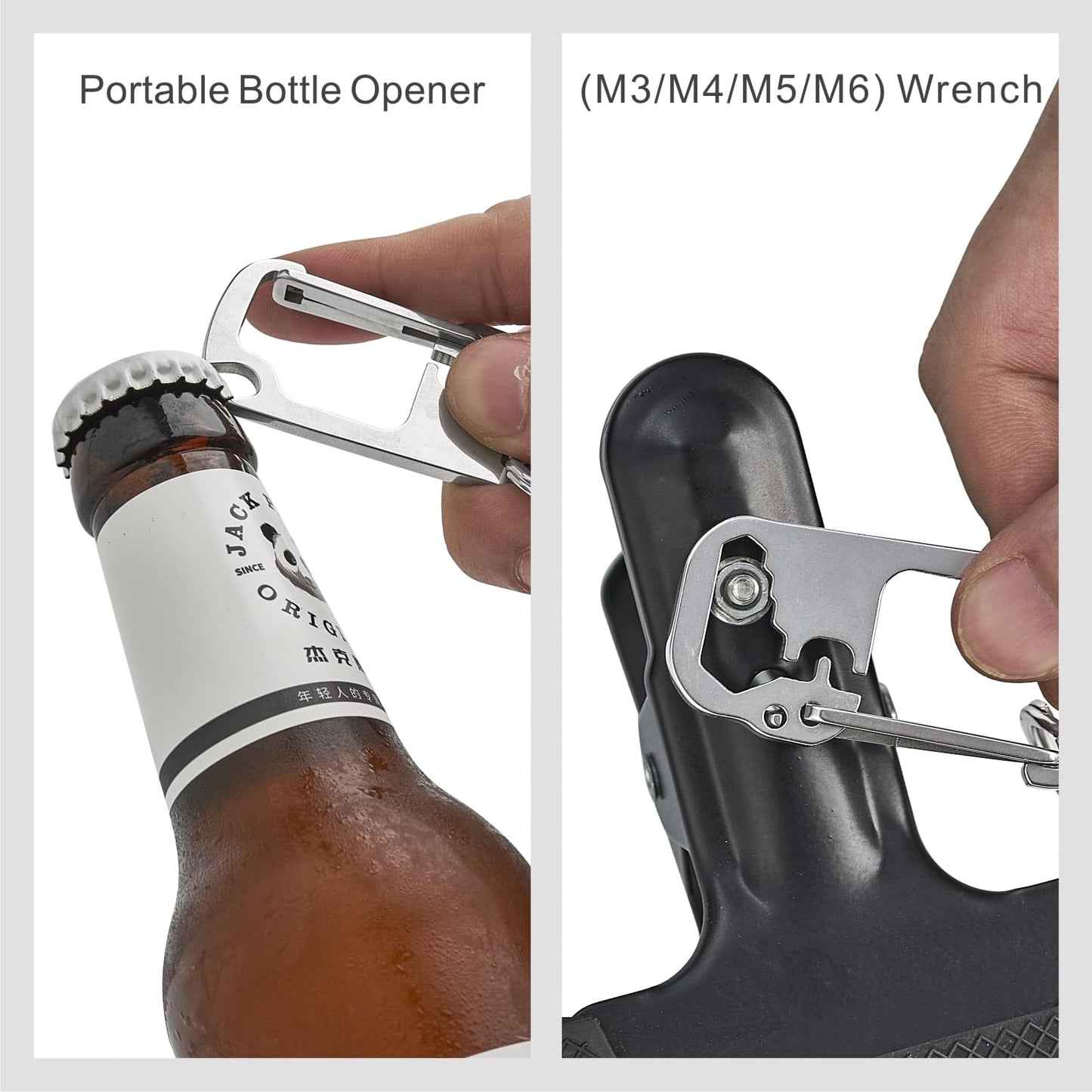 Keychain Carabiner with Bottle Opener, Stainless Steel Carabiner Clip for Car Keys, Mini Multitool Keychain Clip for Men Belt Hook, Heavy Duty Key Chain Ring Clip