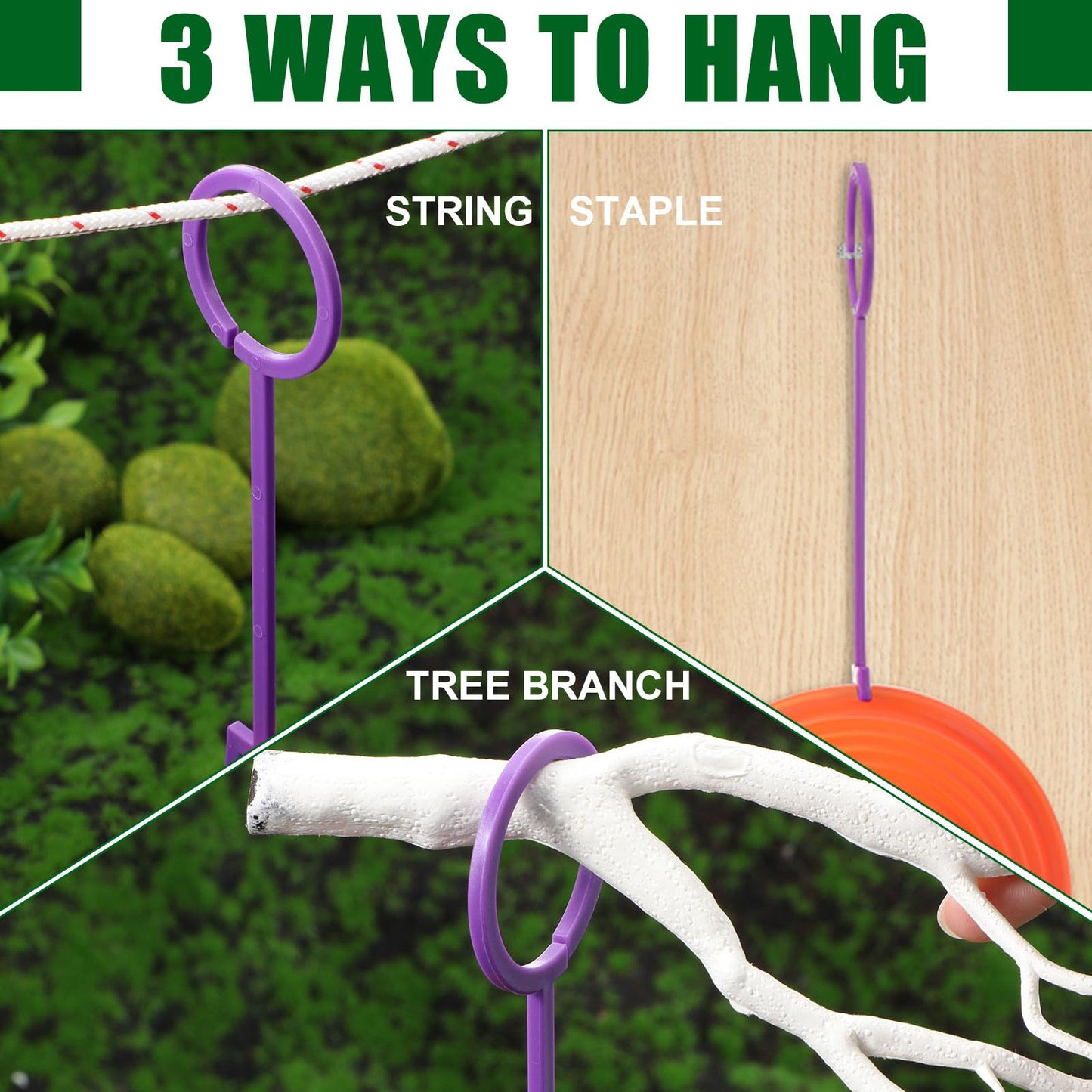Lenwen 75pcs Clay Target Holders, Versatile Clay Pigeon Hooks Hanging Target Hangers for Outdoor Shooting Practice(Purple)
