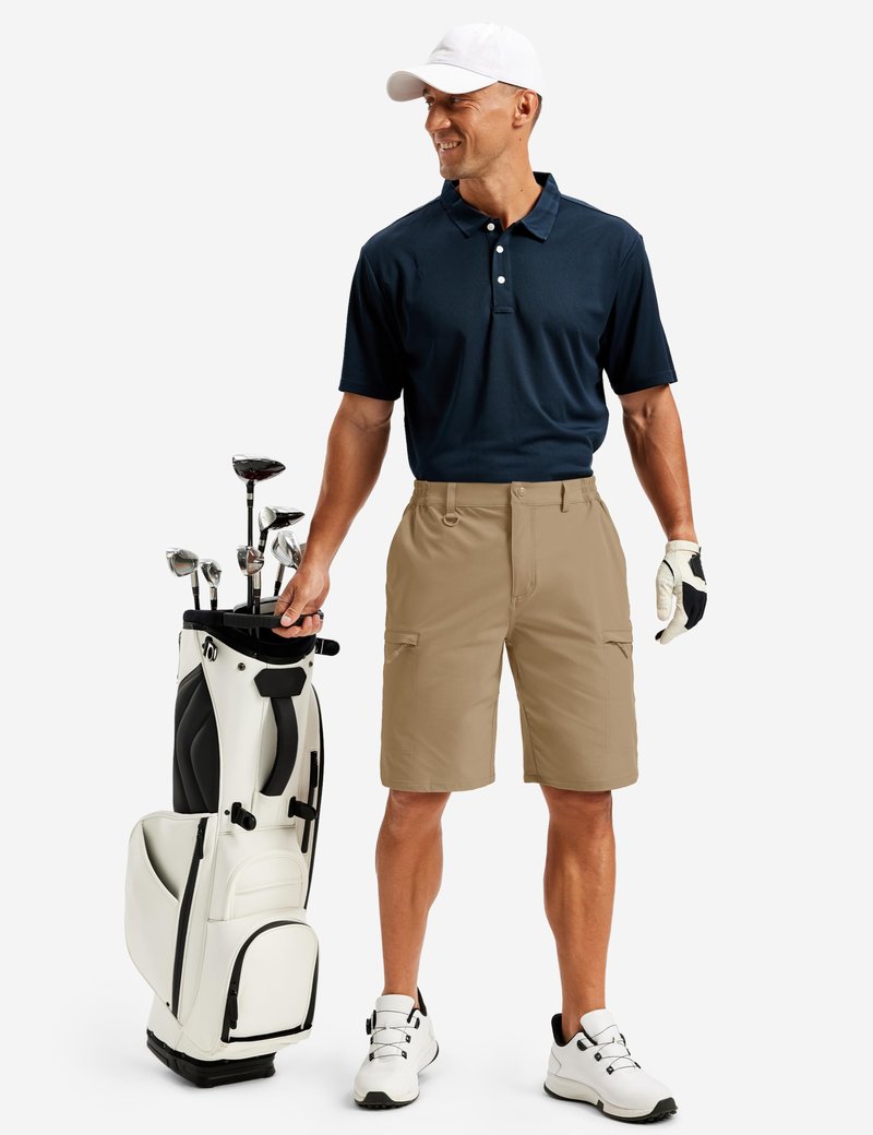 TACVASEN Men's Shorts 10" Lightweight Quick Dry Cargo Shorts with Pockets for Hiking Golf Fishing Workout Travel Khaki 32