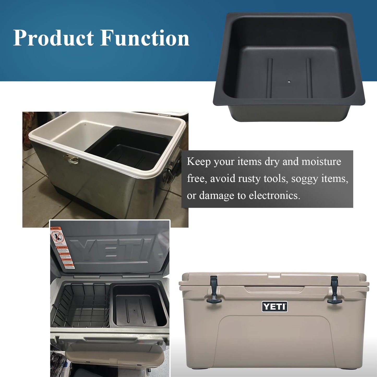 1 Pcs Dry Goods Tray & Storage Basket Compatible with The Yeti Tundra 50 & 65 QT Coolers| BPA-Free Tough Plastic | Specially Designed, Durable, Food-Safe | Storage Tray for Utensils, Dry Goods