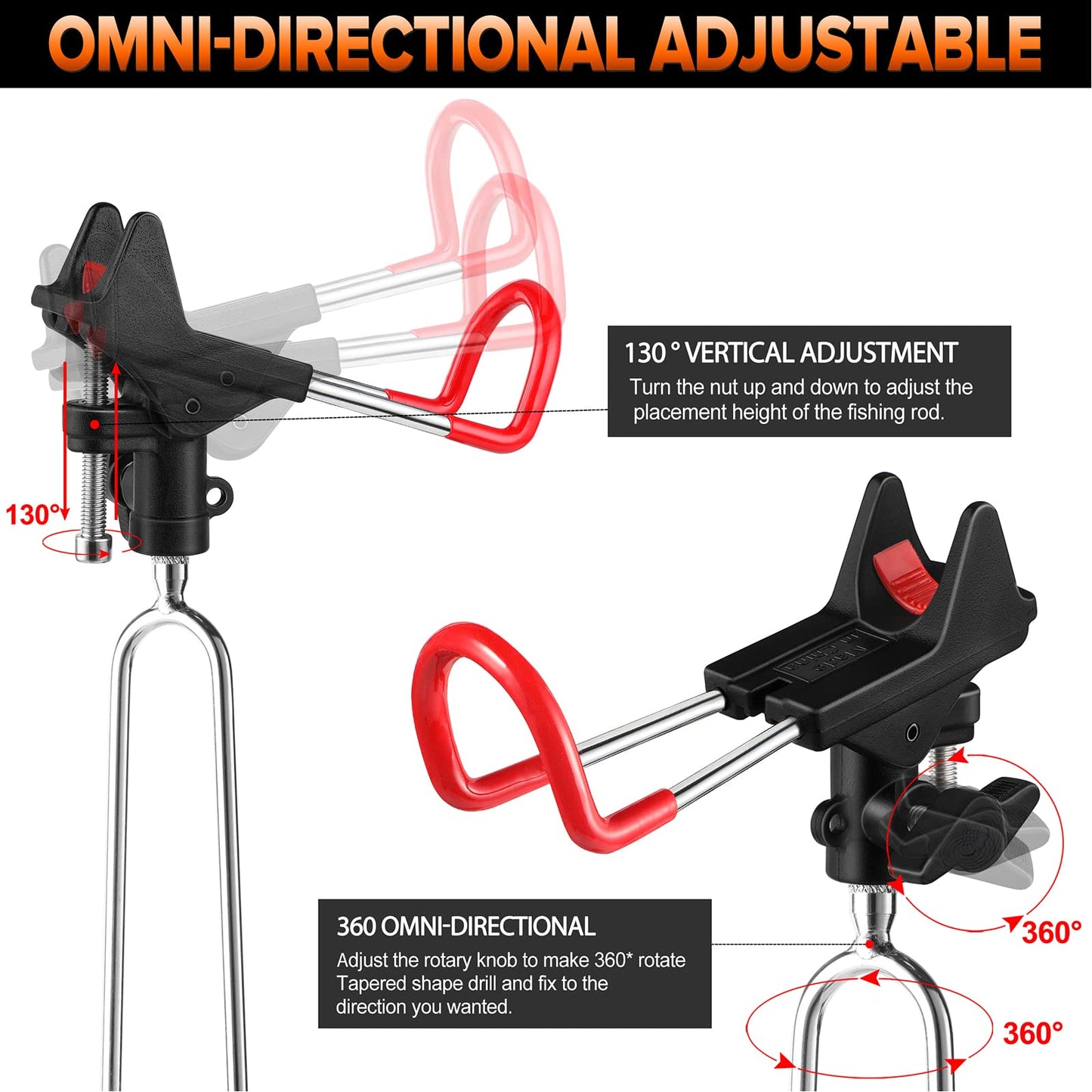 PLUSINNO Fishing Rod Holders - Bank, Beach, 360 Adjustable Fishing Pole Stand, Gift for Men
