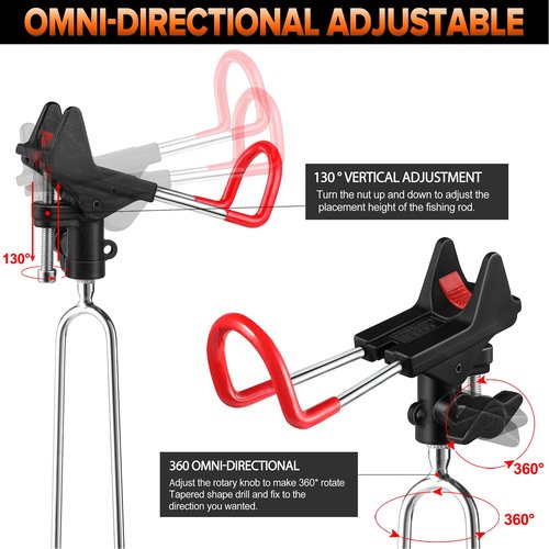 PLUSINNO Fishing Rod Holders - Bank, Beach, 360 Adjustable Fishing Pole Stand, Gift for Men
