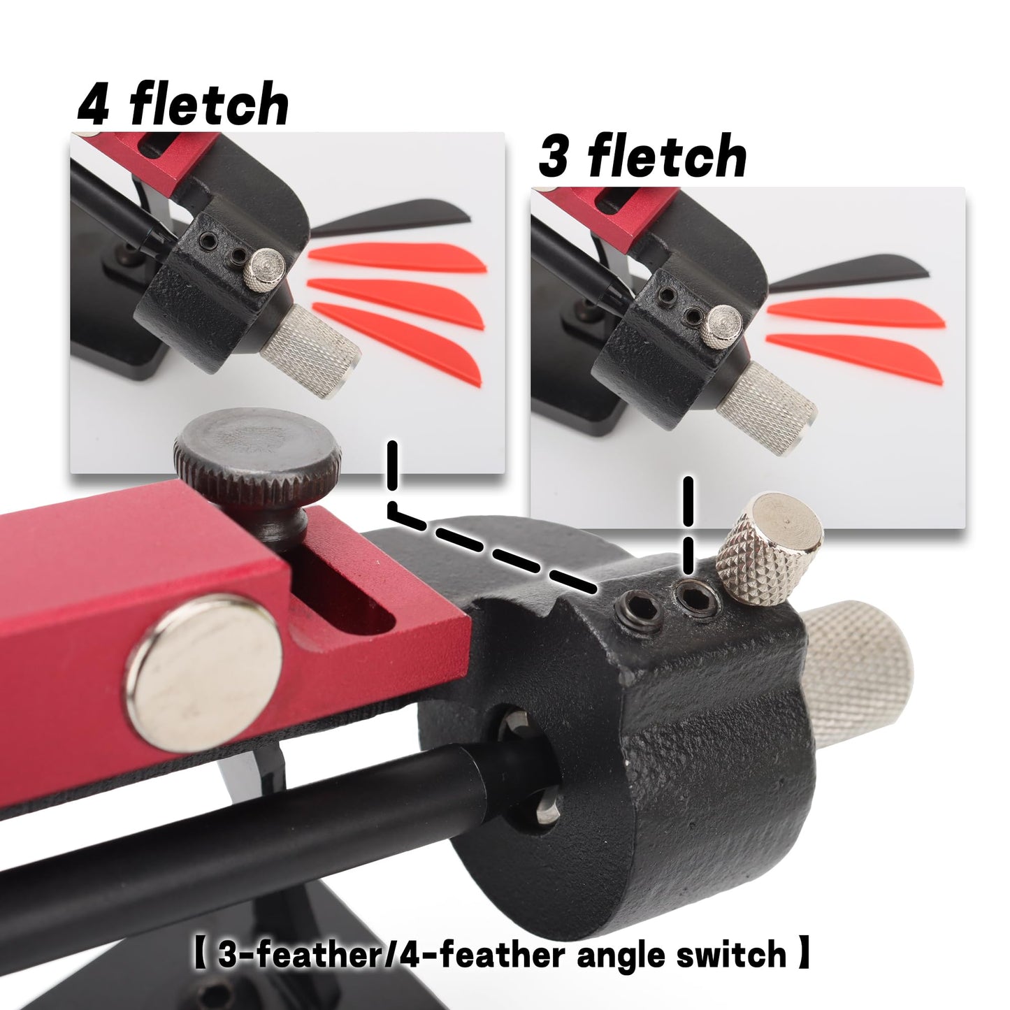 Arrow Fletching Jig Kit Fletches Repair Tool with Straight Clamp 3/4 Feather Vanes Sticking for Archery Shaft DIY (Red)