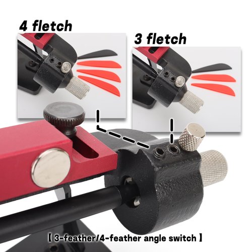 Arrow Fletching Jig Kit Fletches Repair Tool with Straight Clamp 3/4 Feather Vanes Sticking for Archery Shaft DIY (Red)