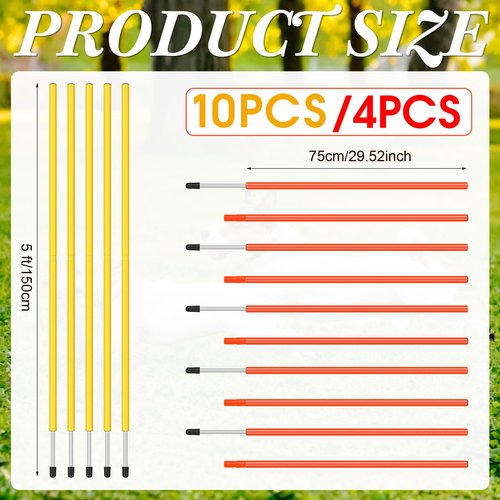Silipull 4 Pcs Training Agility Poles 5ft Adjustable Soccer Training Poles Soccer Training Sticks Sports Speed and Agility Training Equipment for Football Sport Soccer Speed Training (Yellow, Orange)