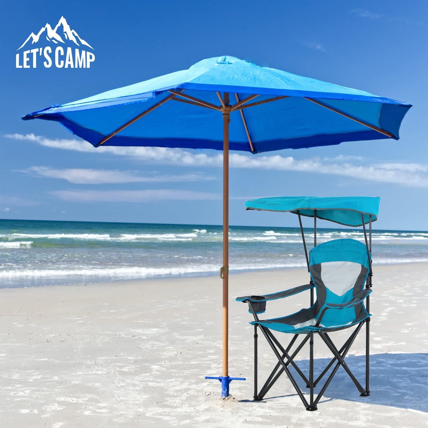 LET'S CAMP Camp Chair with Shade Canopy Folding Camping Chair with Cup Holder and Carry Bag for Outdoor Camping Hiking Beach, Heavy Duty 350 LBS,2 Pack