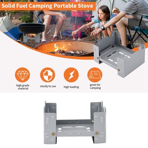 Chazcool Folding Portable Pocket Stove, Solid Fuel Tablet Pocket Stove for Picnic BBQ Camp Hiking Wood Burning Camp Stove, Emergency Stove, 95 X 75mm
