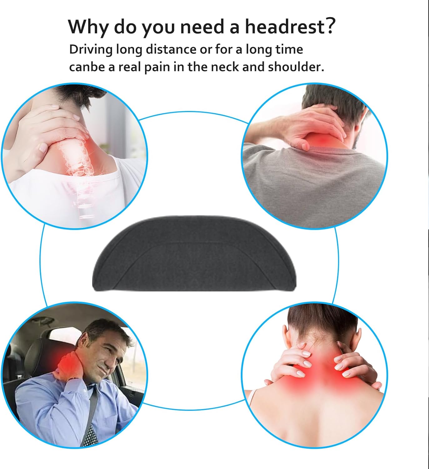 Lumbar Support Pillow Ergonomic Memory Foam Lumbar Pillow for Lower Back Pain Relief - Back Cushion for Driving, Chair Support for Car, Office & Gaming Chairs (Black, 1PC)