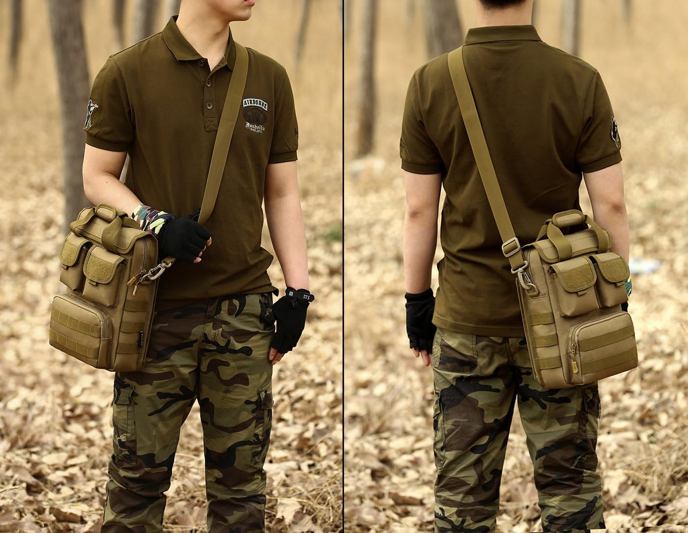 ArcEnCiel 12.9-14 Inch Laptop Tactical Messenger Bag Men MOLLE Sling Pack Briefcase Gear Handbags Utility Carry Satchel