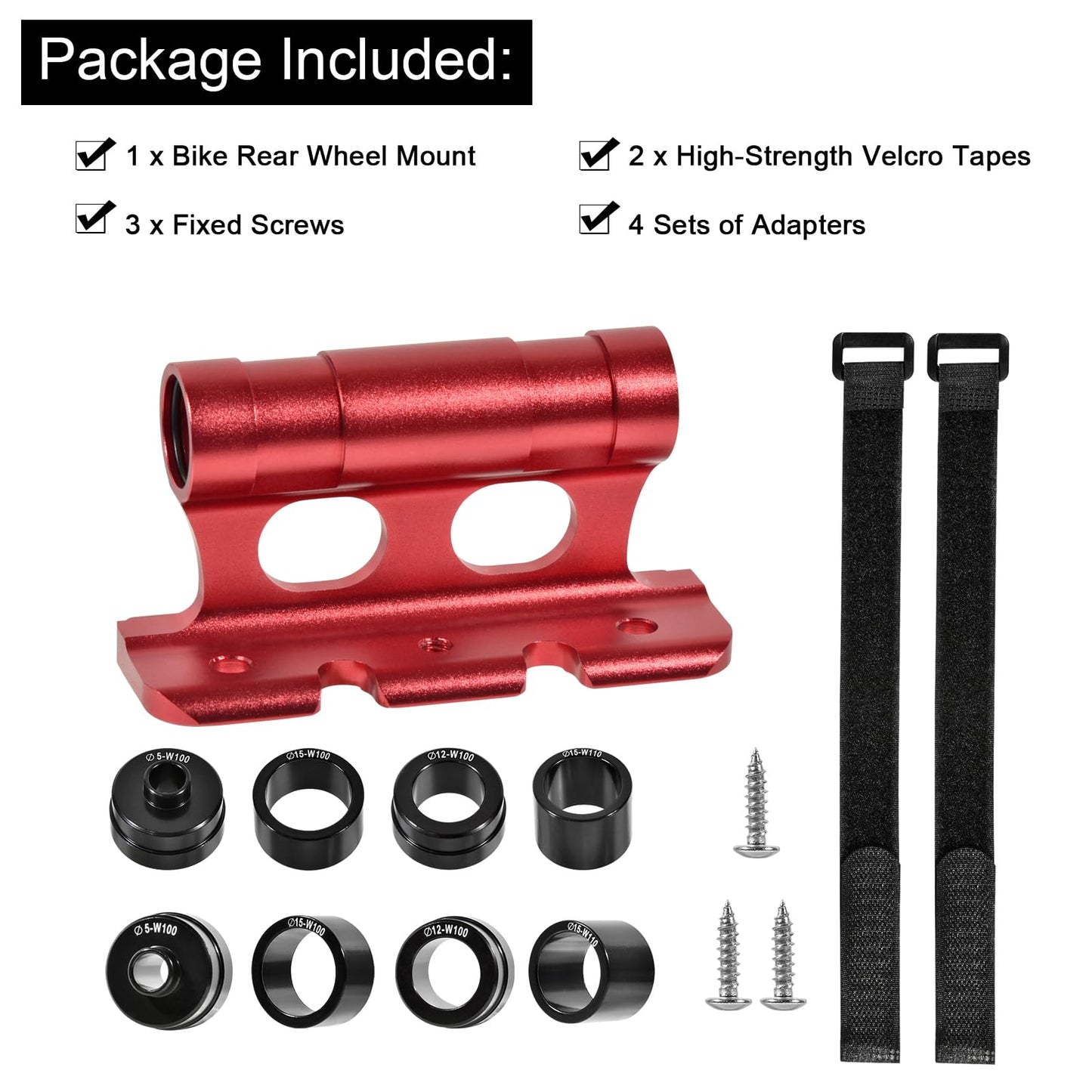 kingsea Versatile Bike Block, Thru AXLE (15x110 5x100 12x100 15x100) - Bicycle Truck Bed/Storage - Aluminum Alloy Bicycle Front Fork,Quick Release Fork for Truck, Trailer, Bikes, Red