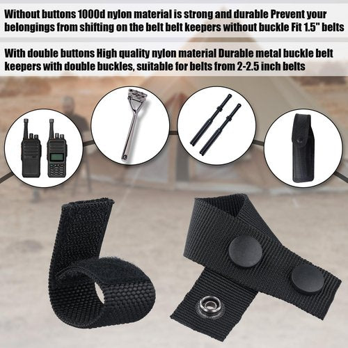 20pcs Belt Keepers for Duty Belt, Nylon Loop Clip Police Tactical Belt Holder Retainer with Double Snaps or Magic Adhesive Belt Stays Accessories for 1.5/2.5in Belts Police Law Enforcement Security