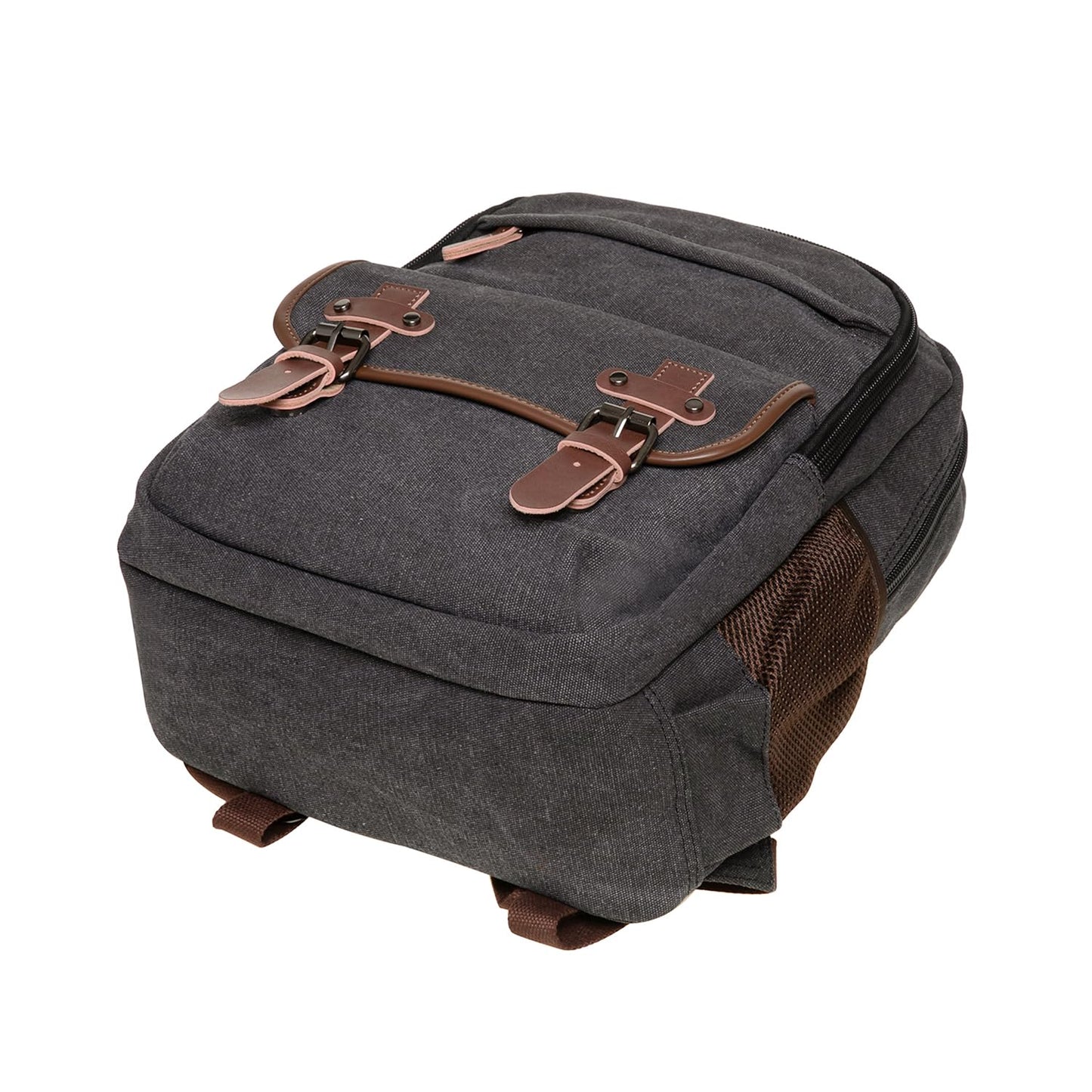 KAUKKO Vintage Canvas Backpack-Large Capacity, Multi-Functional Durable Outdoor Rucksack S28-BLACK, 24.3L