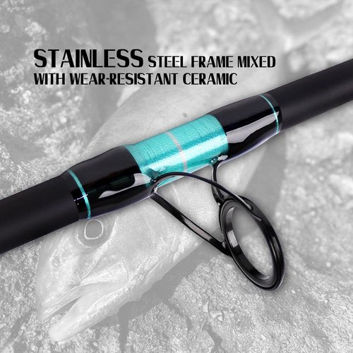 Fiblink Surf Fishing Rod Portable Travel Surf Spinning Rod 4 Piece Carbon Fiber Saltwater Fishing Rod 9'