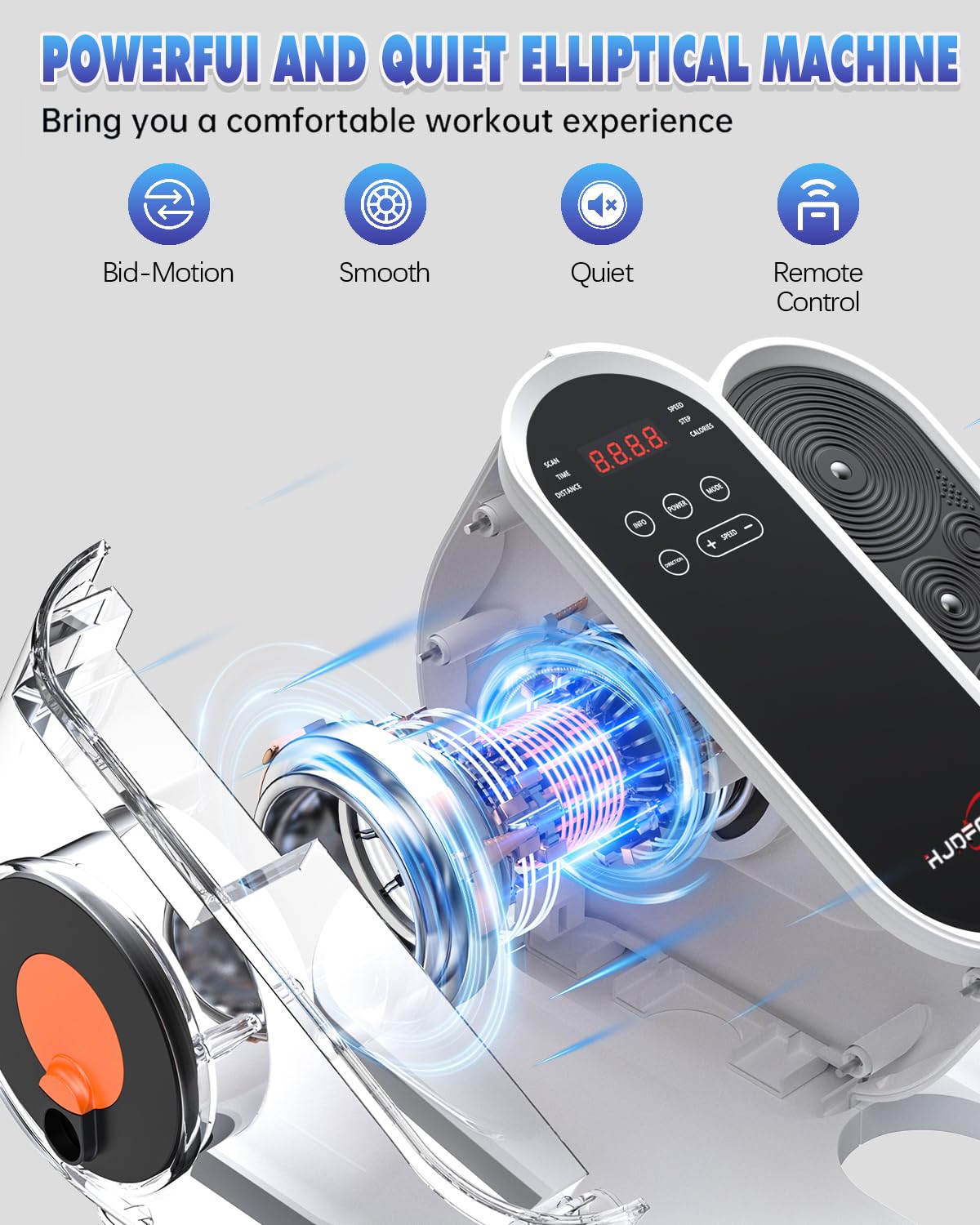 HJDFGSS Under Desk Elliptical Machine, Electric Ellipse Leg Exerciser as Seen on Tv for Seniors with 10 Adjustable,Pedal Exerciser,Exercise Equipment for Home (White)