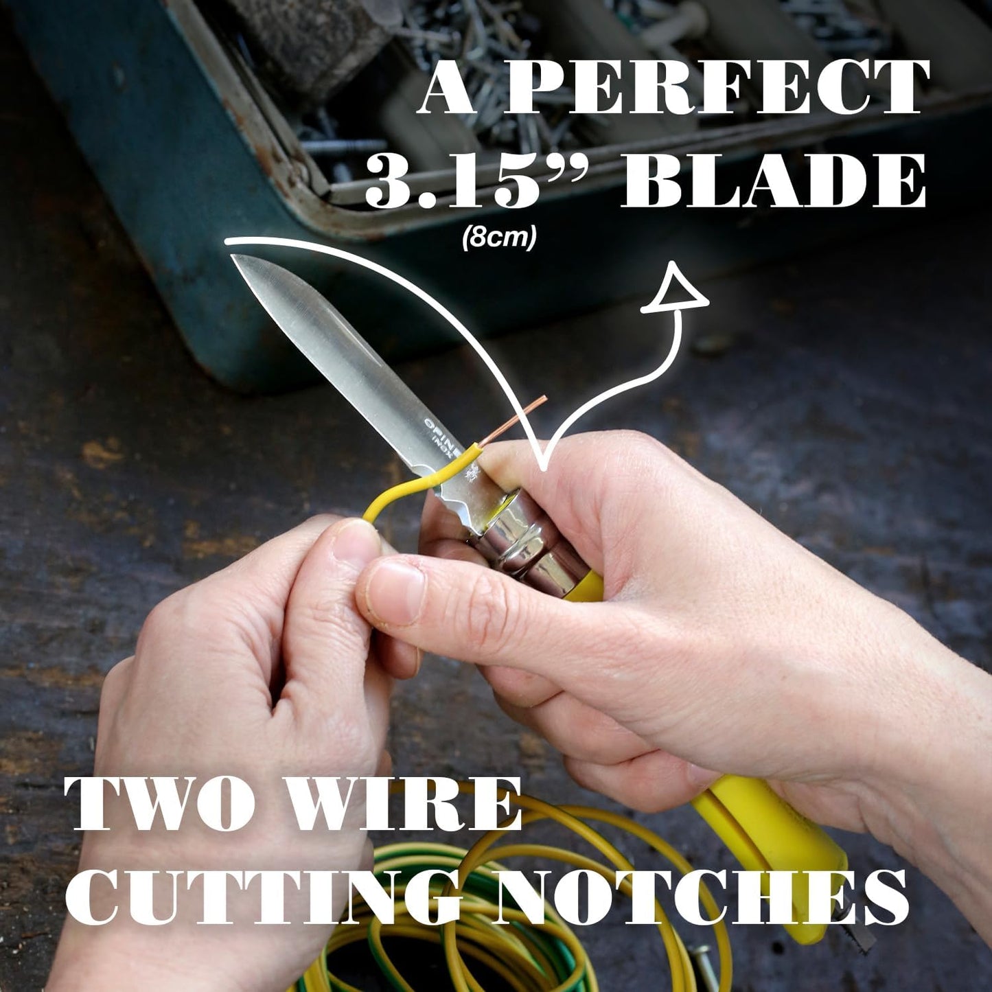 Opinel No.09 DIY - Stainless Steel Folding Pocket Knife and Multi-Tool, Wire Stripper, Screwdriver, Made in France
