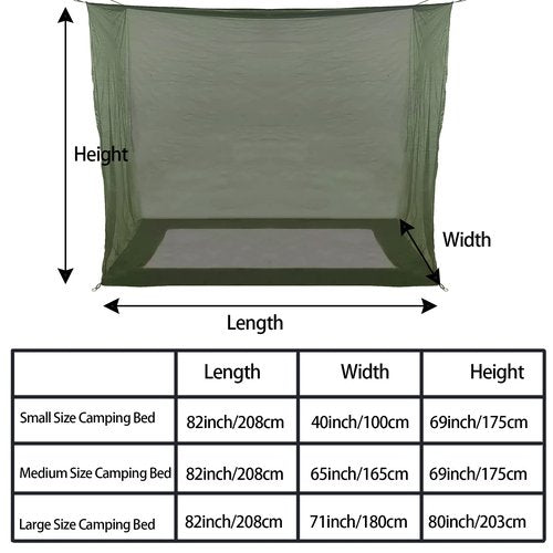 Aventik No-See-Um Premium Rectangular Camping Mosquito Net, The Ultra-Fine Mesh Olive-Green Easy to Carry&Easy Installation for Double Bed, Hammocks or Camping Use (82x40x69in/208x100x175cm)