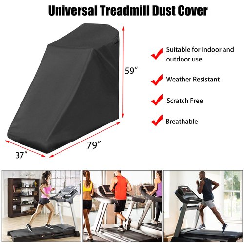 OwnMy Black Large Treadmill Dust Cover for Home Gym Running Machines, 79" L x 37" W x 59" H Indoor Outdoor Treadmill Cover, Waterproof Windproof Treadmills Dust Covers