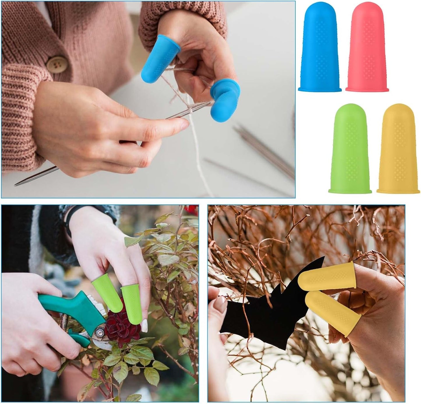 24 Pcs Silicone Hot Glue Finger Caps Finger Protector 3 Sizes Rubber Fingers Covers Anti-Slip Crochet Finger Guard Reusable Finger Protector Sleeve Tips Guard for Sewing Sorting Paper Ironing