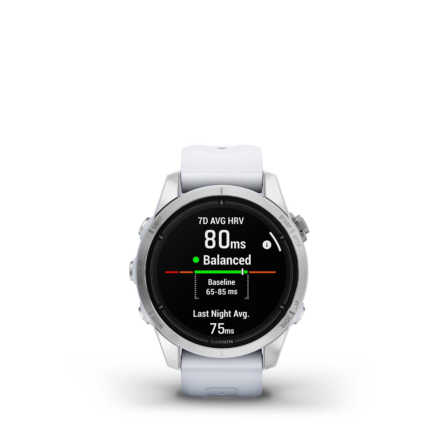 Wearable4U - Garmin epix Pro (Gen 2), 42mm, High Performance Smartwatch, Advanced Training Technology, Built-in Flashlight, Whitestone with White Earbuds Bundle