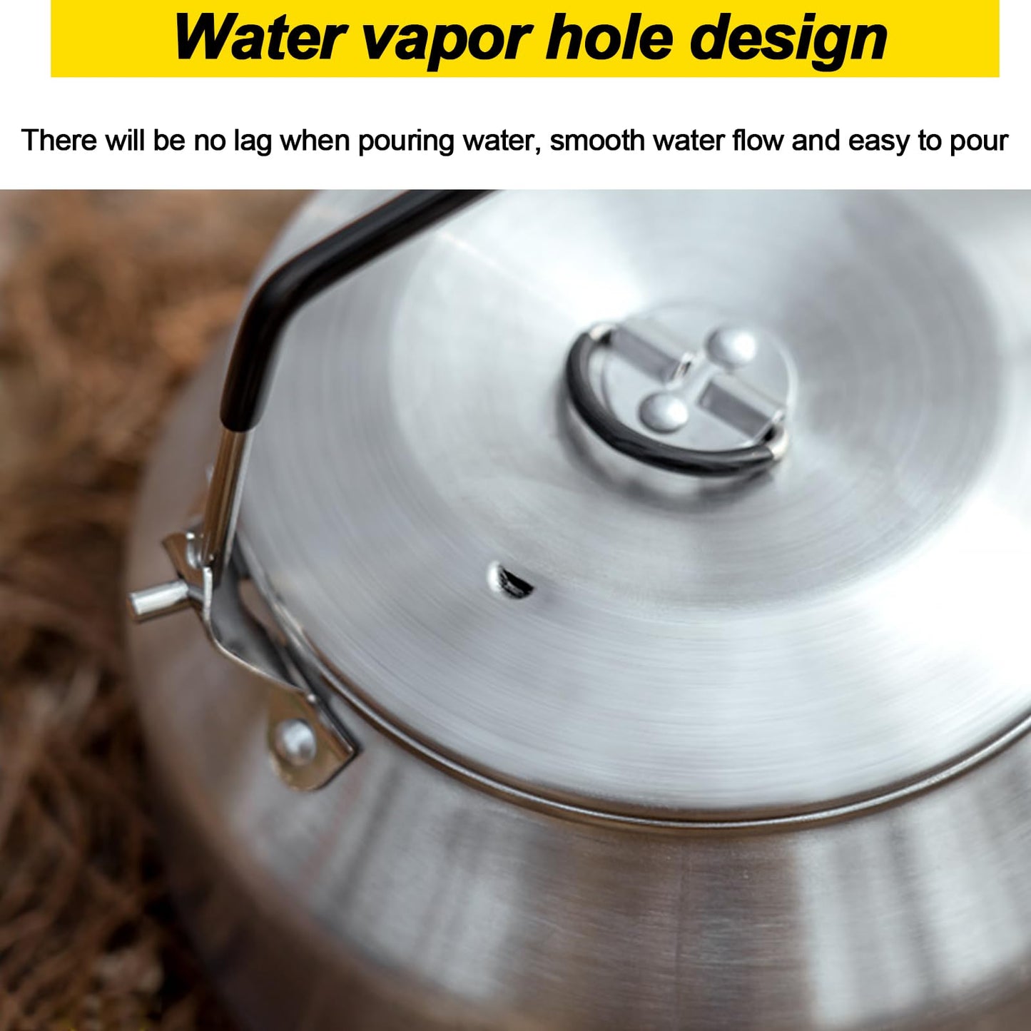 VEADOOLLY Camping Kettle Outdoor Campfire Camp Kettle, 1L Stainless Steel camping tea kettle Coffee Pot, Portable Lightweight Teapot Fast Heating Boiling Water, Ideal for Hiking Picnic Travel, Silver