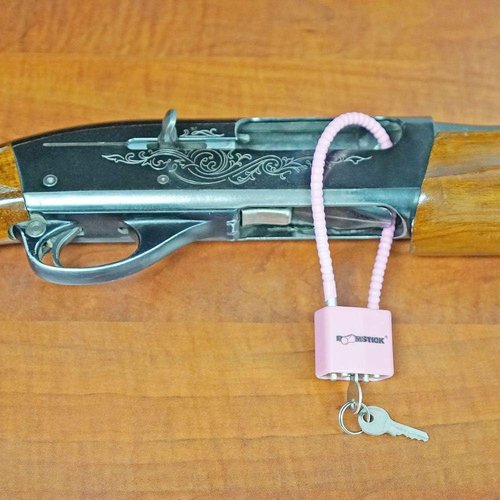 BOOMSTICK Pink Gun Cable Lock – 8.5" Keyed Safety Device for Handguns, Pistols, Rifles & Shotguns